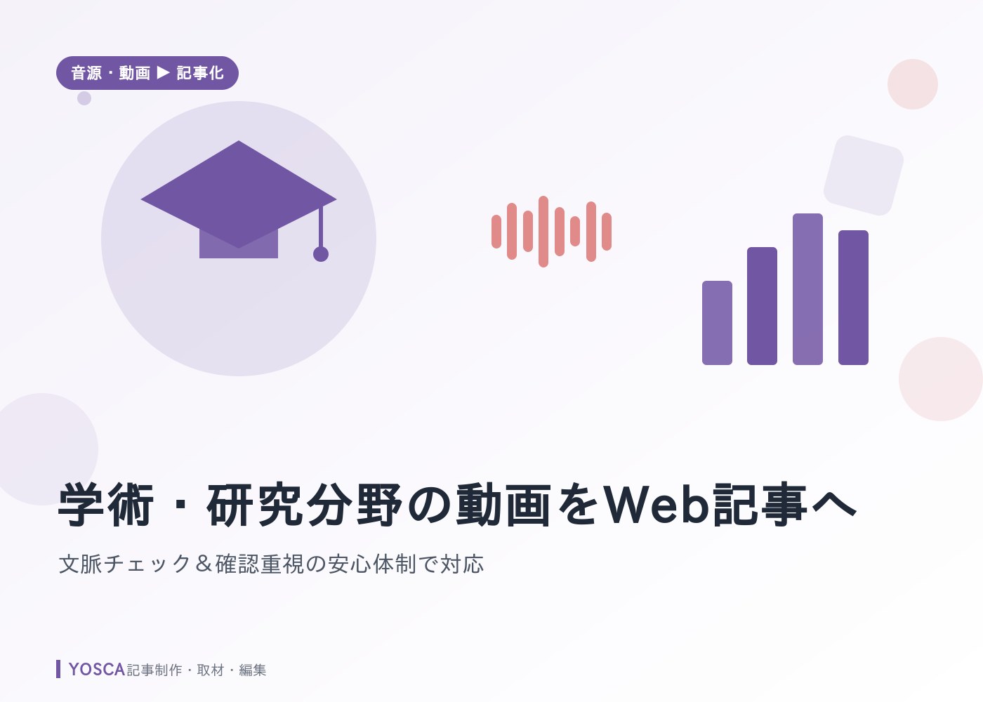 学術・研究分野の動画をWeb記事へ｜文脈チェック＆確認重視の安心体制で対応