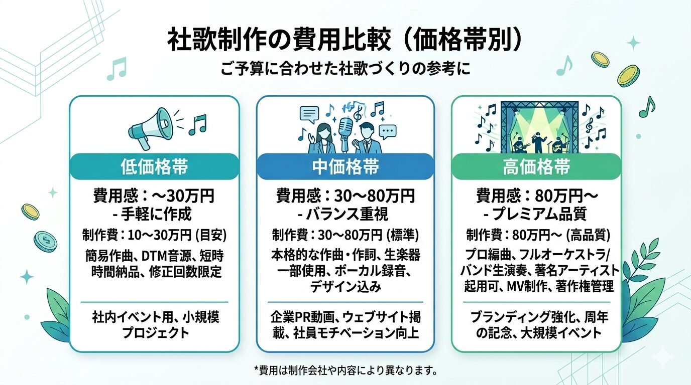 社歌制作費用の価格差を生む4つの要素