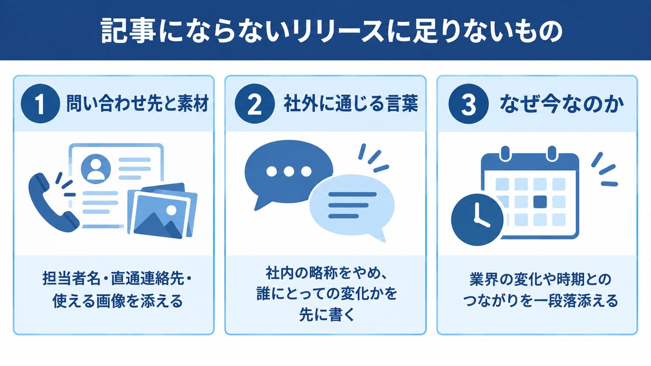 記事にならないリリースに足りないもの